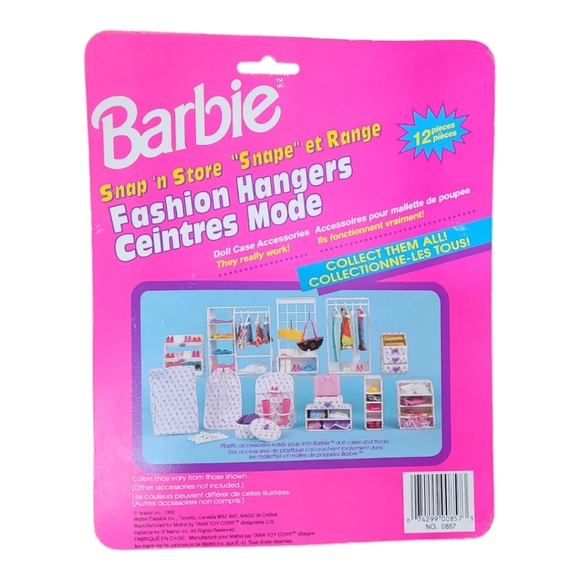 Barbie Snap 'N Store Fashion Hangers Set Of 12 1992 Mattel NIB - Picture 2 of 6